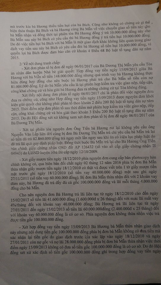 Y&ecirc;u cầu phản tố của b&agrave; Mẫn bị từ chối tại bản &aacute;n của t&ograve;a.