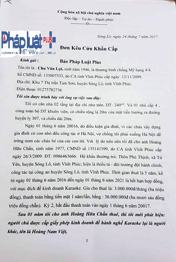 Đơn k&ecirc;u cứu của &ocirc;ng Chu Văn Lợi &nbsp;(ảnh: Đ&agrave;o Tấn)