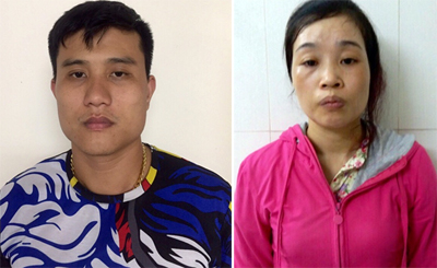 Đối tượng Sơn v&agrave; đối tượng Thảo tại cơ quan C&ocirc;ng an.