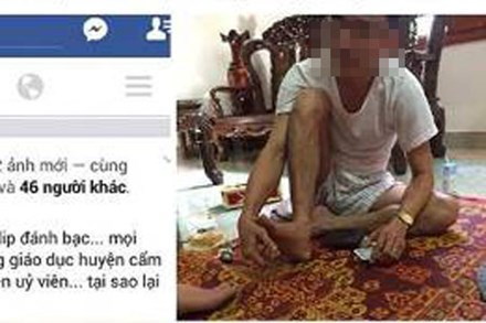 H&igrave;nh ảnh được đăng tải tr&ecirc;n Facebook cho rằng trưởng ph&ograve;ng GD huyện Cẩm Xuy&ecirc;n đ&aacute;nh bạc.