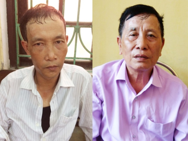 Hai đối tượng Ph&uacute;c v&agrave; H&ugrave;ng tại cơ quan c&ocirc;ng an.