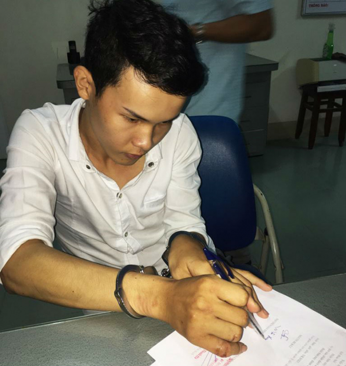 Nghi can Ho&agrave;ng tại cơ quan điều tra. (Ảnh: b&aacute;o Vietnamnet)