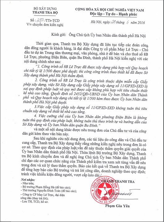 Dự &aacute;n 8B L&ecirc; Trực: Phương &aacute;n xử l&yacute; n&agrave;o để an to&agrave;n v&agrave; thỏa đ&aacute;ng?