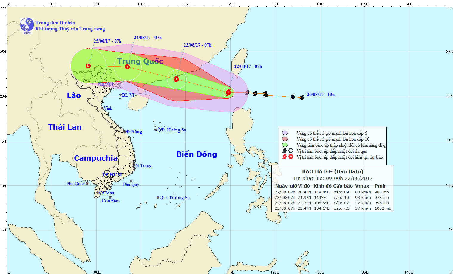 Dự b&aacute;o hướng đi của cơn b&atilde;o số 6. Ảnh: nchmf.gov.vn