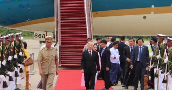 Hình ảnh ngày đầu Tổng Bí thư Nguyễn Phú Trọng thăm Myanmar