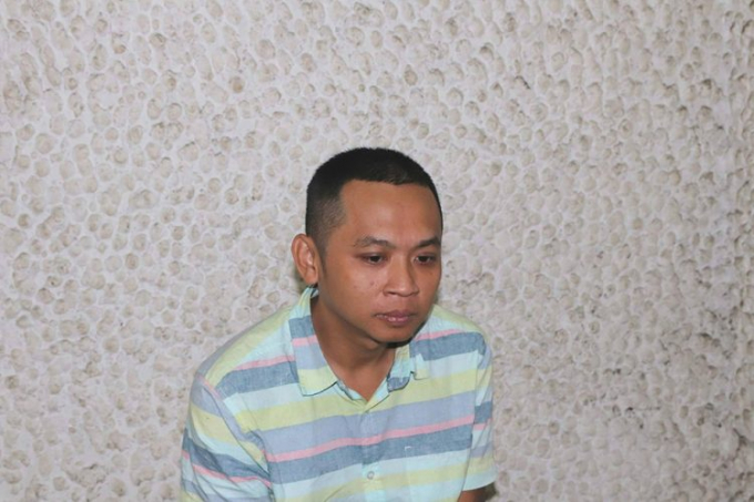 Đối tượng Phạm Quang Huy tại cơ quan c&ocirc;ng an.