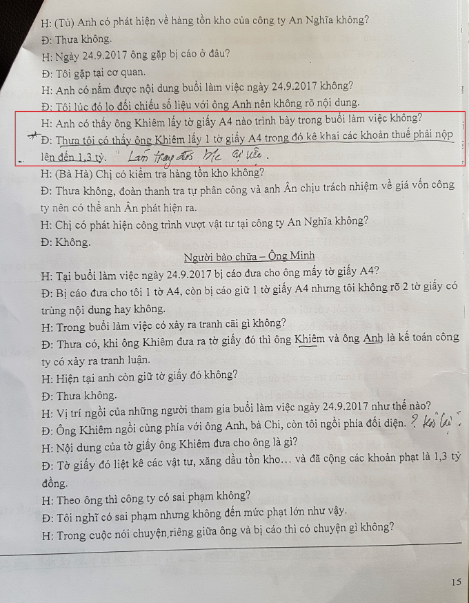 Nội dung lời khai bị ph&aacute;t hiện c&oacute; thay đổi trong Bi&ecirc;n bản phi&ecirc;n t&ograve;a sơ thẩm.