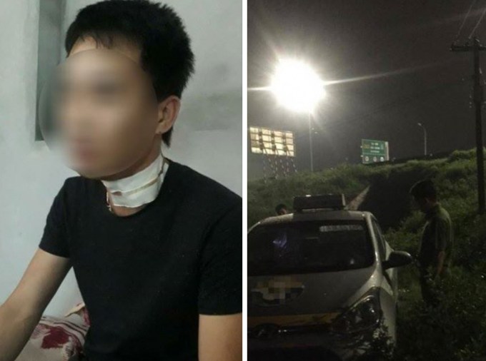 T&agrave;i xế bị cứa cổ v&agrave; hiện trường vụ việc.&nbsp;