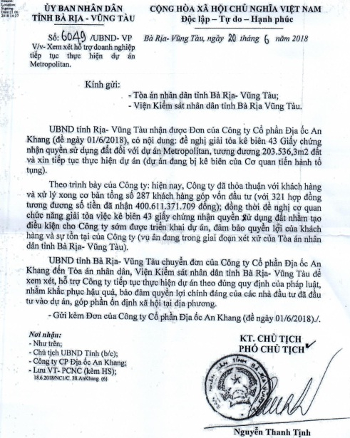 C&ocirc;ng văn số số 6049 ng&agrave;y 2062018 của UBND tỉnh B&agrave; Rịa &ndash; Vũng T&agrave;u.