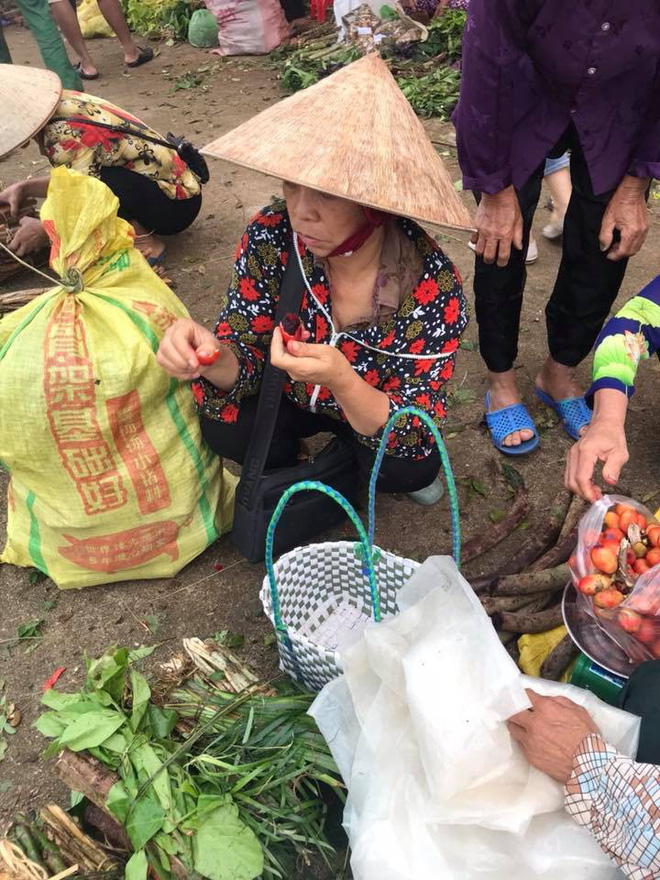 Người d&acirc;n b&aacute;n quả m&aacute;u rừng.