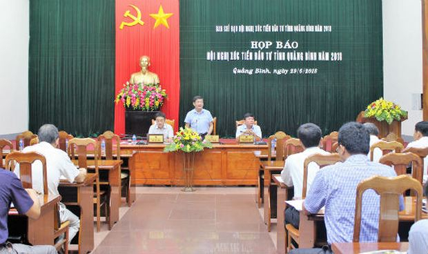 Họp b&aacute;o Hội nghị x&uacute;c tiến đầu tư tỉnh Quảng B&igrave;nh năm 2018.