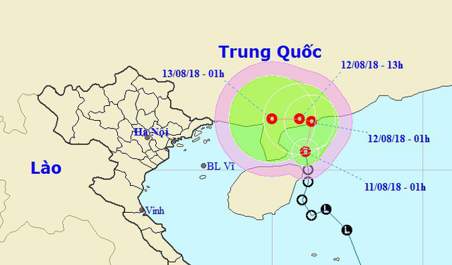 Vị tr&iacute; v&agrave; hướng di chuyển của &aacute;p thấp nhiệt đới. (Ảnh: NCHMF).