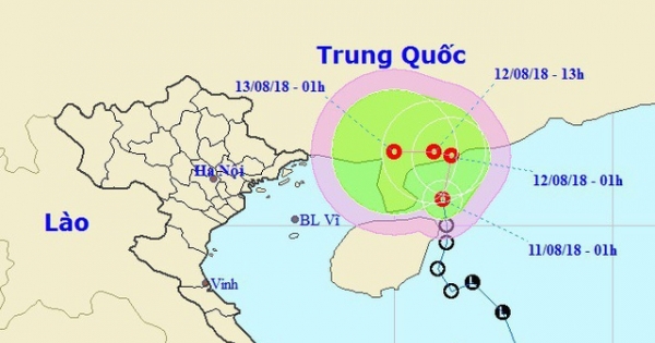 Áp thấp nhiệt đới di chuyển về phía đất liền Trung Quốc