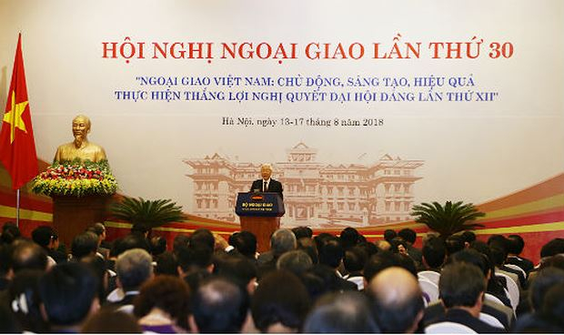 Tổng B&iacute; thư Nguyễn Ph&uacute; Trọng ph&aacute;t biểu tại Hội nghị.