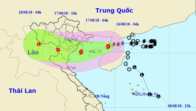 Vị tr&iacute; v&agrave; hướng di chuyển của b&atilde;o số 4. (Ảnh: NCHMF).