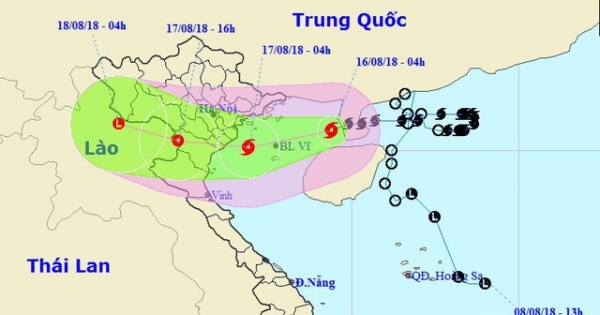 Bão số 4 đã vào Vịnh Bắc Bộ, Hà Nội mưa rất to