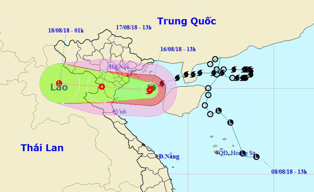 Vị tr&iacute; v&agrave; hướng di chuyển của b&atilde;o số 4. (Ảnh: NCHMF).