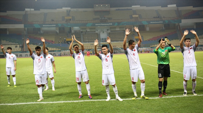 C&aacute;c cầu thủ&nbsp;U23 Việt Nam&nbsp;sau chiến thắng trước Nepal. Ảnh: Đ.Đ