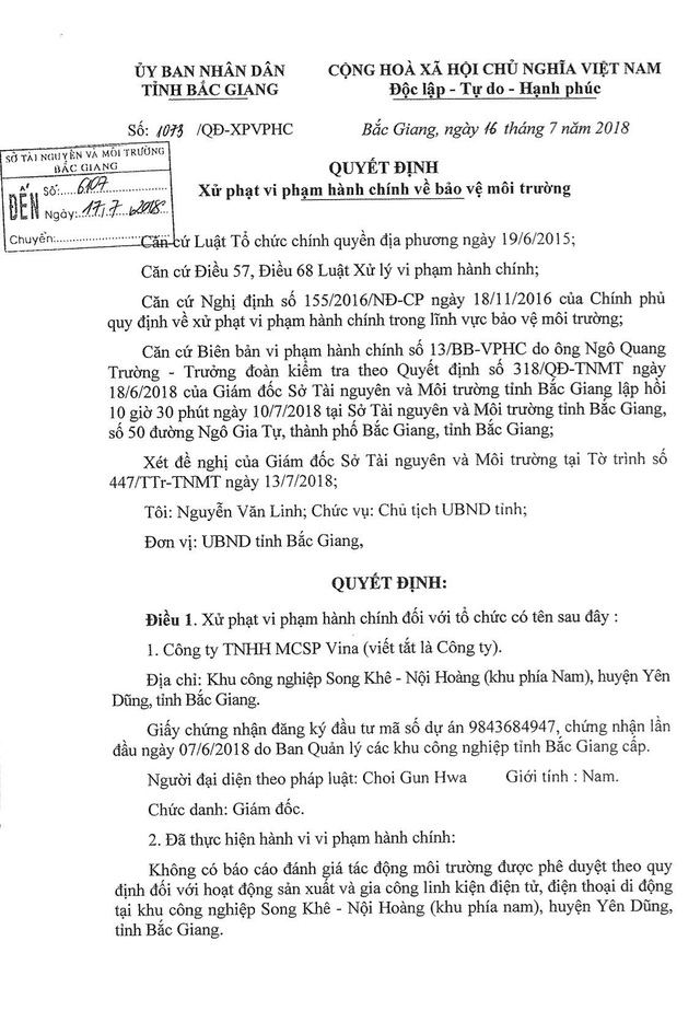 Người d&acirc;n phản &aacute;nh C&ocirc;ng ty chăn nu&ocirc;i lợn g&acirc;y &ocirc; nhiễm, Chủ tịch tỉnh Bắc Giang phạt nặng doanh nghiệp