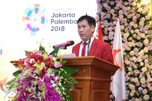 &Ocirc;ng Trần Đức Phấn - Trưởng đo&agrave;n Thể thao Việt Nam - cho biết to&agrave;n đo&agrave;n sẽ nỗ lực hết m&igrave;nh, tạo ấn tượng với bạn b&egrave; quốc tế.