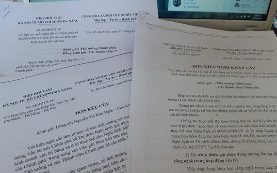 Đơn kiến nghị của c&aacute;c Hiệp hội taxi đấu tố Bộ GTVT v&agrave; kiến nghị Ch&iacute;nh phủ c&acirc;n nhắc th&ocirc;ng qua Nghị định thay thế Nghị định 86 về kinh doanh v&agrave; điều kiện kinh doanh vận tải &ocirc; t&ocirc;.