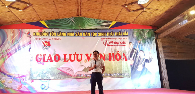 Ph&oacute; Tổng bi&ecirc;n tập B&aacute;o Ph&aacute;p luật Việt Nam, Vũ Ho&agrave;ng Diệp ph&aacute;t biểu cảm ơn Tỉnh đo&agrave;n Th&aacute;i Nguy&ecirc;n tại buổi giao lưu.