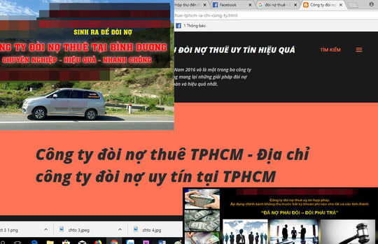 C&aacute;c doanh nghiệp hoạt động trong lĩnh vực&nbsp;đ&ograve;i nợ thu&ecirc;&nbsp;quảng c&aacute;o rầm rộ tr&ecirc;n internet Ảnh: INTERNET