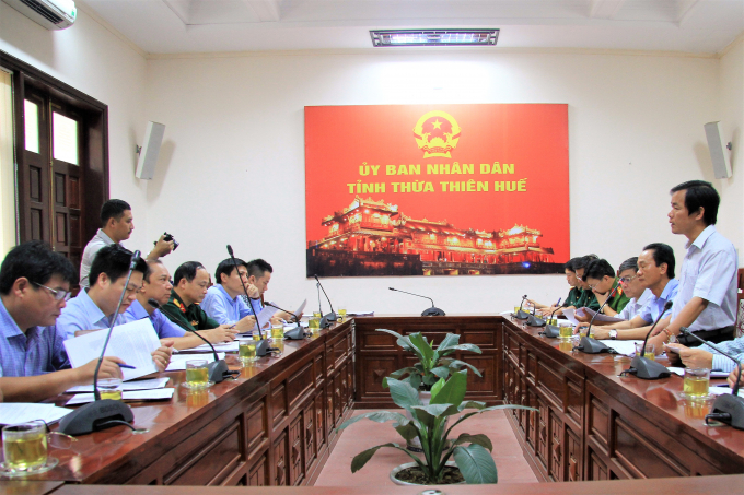 To&agrave;n cảnh buổi l&agrave;m việc s&aacute;ng nay&nbsp;Đo&agrave;n c&ocirc;ng t&aacute;c của Ban chỉ đạo Trung ương về ph&ograve;ng chống thi&ecirc;n tai.