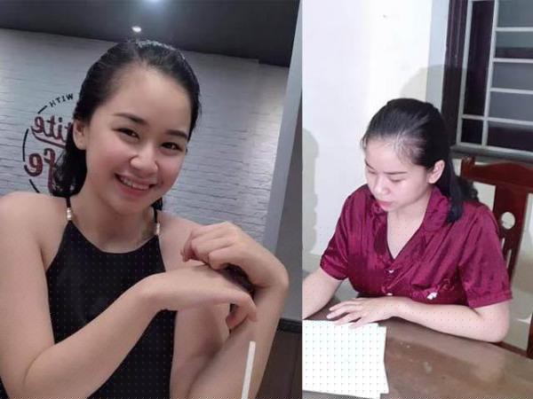 Hồ Thị Thúy Hằng trước và sau khi bị bắt