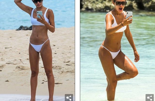 Montana Brown đẹp gợi cảm với bikini trắng