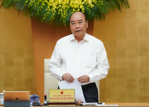 Thủ tướng Nguyễn Xuân Phúc phát biểu tại cuộc họp. Ảnh: TTXVN