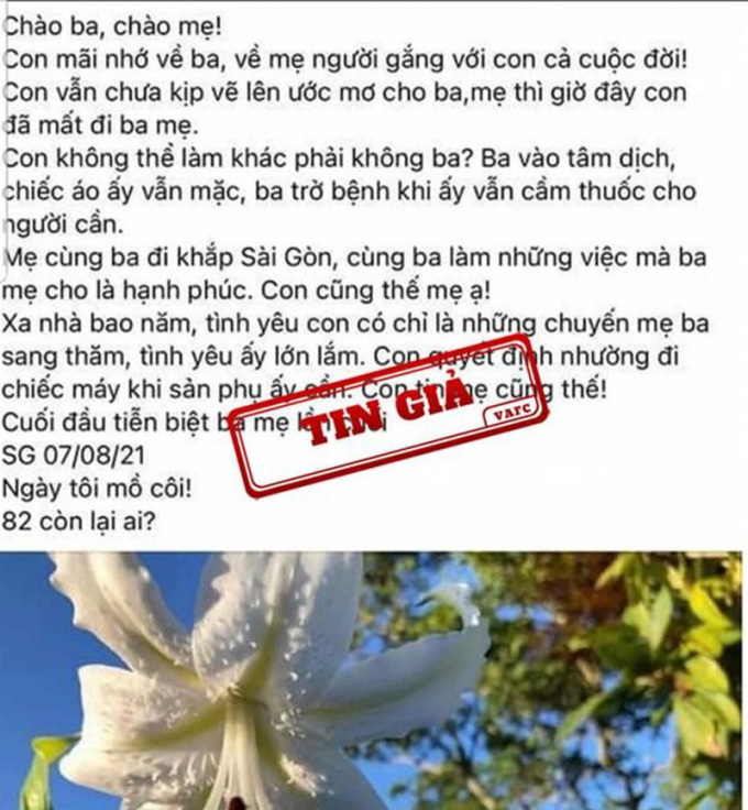 Nội dung bài viết được chia sẻ rất nhiều trên mạng xã hội vào ngày 7/8 vừa qua. (Ảnh: VAFC)