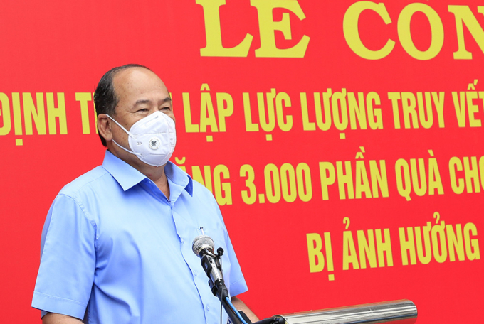 Đồng chí Nguyễn Thanh Bình, Phó Bí thư Tỉnh ủy, Chủ tịch UBND tỉnh – Trưởng BCĐ phòng, chống dịch Covid-19 tỉnh An Giang phát biểu tại buổi Lễ.