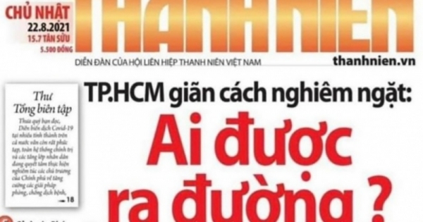 Báo Thanh Niên tạm ngừng xuất bản báo in từ 23/8 đến 16/9