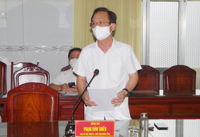 Phó Bí thư Tỉnh ủy, Chủ tịch UBND tỉnh Bạc Liêu Phạm Văn Thiều phát biểu tại cuộc họp.ảnh Trọng Nghĩa