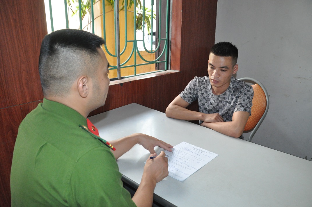 Đối tượng Hậu tại cơ quan Công an