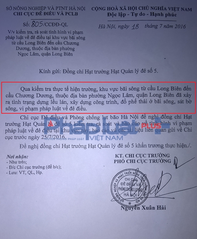 H&agrave; Nội: H&agrave;ng loạt c&ocirc;ng tr&igrave;nh vi phạm h&agrave;nh lang đ&ecirc; S&ocirc;ng Hồng