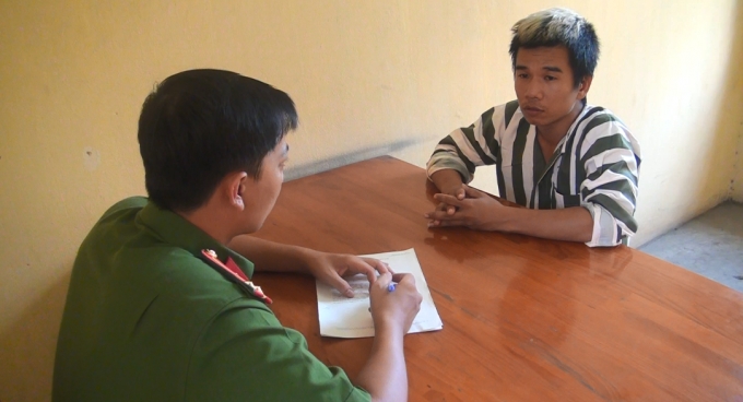 Đối tượng H&agrave; Vũ T&agrave;i tại cơ quan c&ocirc;ng an.&nbsp;