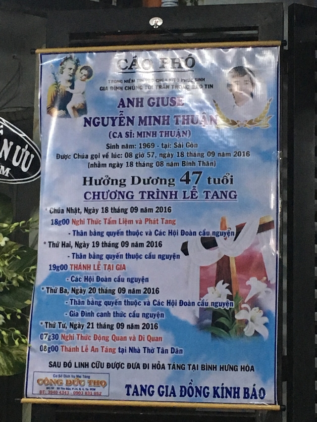 Thời gian diễn ra lễ động quan v&agrave; di quan đ&atilde; được thay đổi một ch&uacute;t. Lễ động quan diễn ra l&uacute;c 7h30 v&agrave; Th&aacute;nh lễ sẽ diễn ra l&uacute;c 8h. Sau đ&oacute; mang đi hỏa t&aacute;ng tại B&igrave;nh Hưng H&ograve;a.