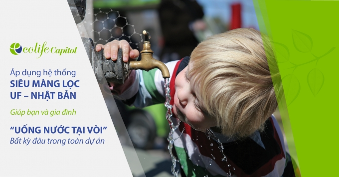Dự &aacute;n Ecolife Capitol sử dụng c&ocirc;ng nghệ lọc nước UF từ Nhật Bản, nước sạch uống tại v&ograve;i được cung cấp đến tất cả c&aacute;c căn hộ của dự &aacute;n.