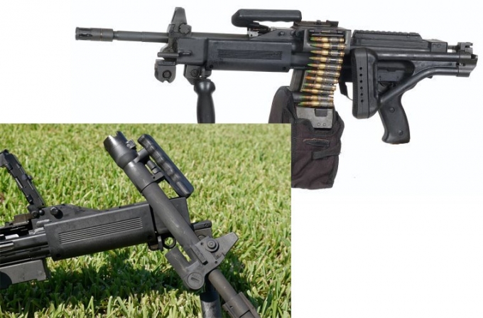 B&aacute;ng s&uacute;ng dạng ống th&eacute;p c&oacute; thể gập v&agrave;o th&acirc;n s&uacute;ng để tăng độ cơ động. N&ograve;ng s&uacute;ng c&ograve;n l&agrave; điểm tựa của đầu ruồi ph&iacute;a trước cũng như quai x&aacute;ch c&oacute; thể gấp mở dễ d&agrave;ng. Đễ giữ s&uacute;ng c&oacute; được độ tin cậy cũng như hoạt động trơn tru, nh&agrave; sản xuất cũng cho ph&eacute;p xạ thủ c&oacute; thể thay thế n&ograve;ng nhanh ch&oacute;ng.