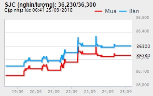 Biểu đồ gi&aacute; v&agrave;ng tuần qua. Nguồn Doji.vn.&nbsp;