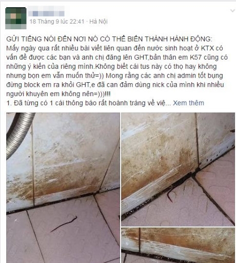 C&aacute;c bạn sinh vi&ecirc;n li&ecirc;n tục phản &aacute;nh về t&igrave;nh trạng nước bẩn tại KTX.