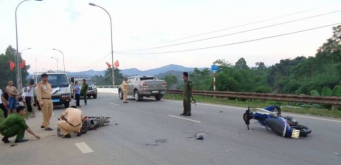 Hiện trường vụ tai nạn, khiến 1 học sinh nguy kịch