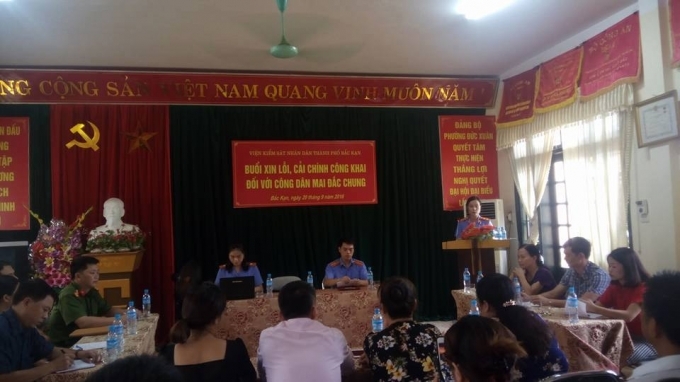 Trước đ&oacute;,&nbsp;ng&agrave;y 20/9, VKSND TP Bắc Kạn đ&atilde; c&ocirc;ng khai xin lỗi &ocirc;ng Mai Đắc Chung (32 tuổi), tr&uacute; tại phường Đức Xu&acirc;n, TP Bắc Kạn.