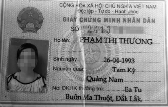 Chứng minh thư của người con mất t&iacute;ch.