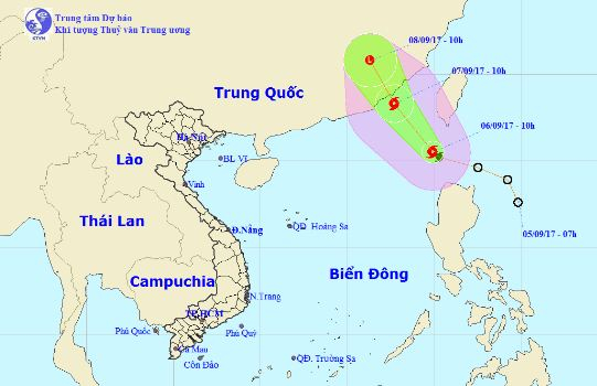 Dự b&aacute;o hướng đi của cơn b&atilde;o số 9. Ảnh: nchmf.gov.vn