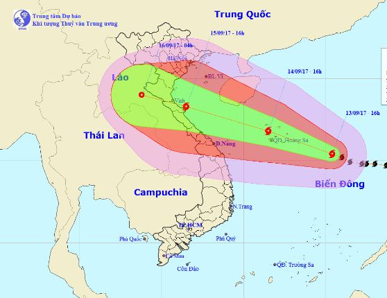 Vị tr&iacute;, hướng đi của cơn b&atilde;o số 10. Ảnh: nchmf.gov.vn