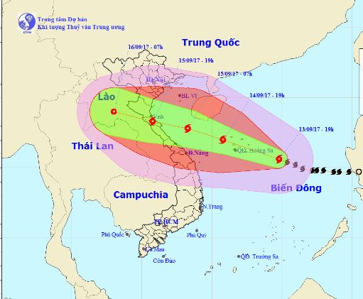Vị tr&iacute;, hướng đi của cơn b&atilde;o số 10. Ảnh: nchmf.gov.vn