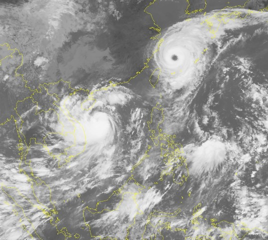 Ảnh chụp vệ tinh cơ b&atilde;o số 10 l&uacute;c 11h 36 ph&uacute;t ng&agrave;y 14/9.